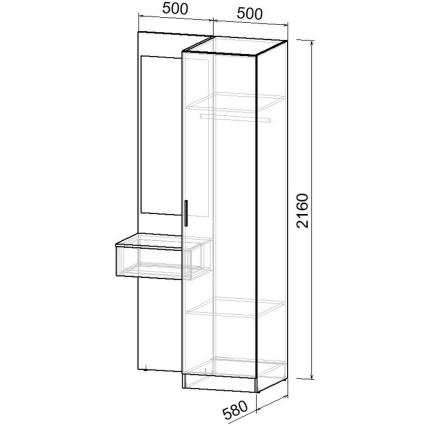 Набор мебели для прихожей "Марсель-152" МР 01-152 В2160 Ш1000 Г580 (ЛДСП Белый премиум) Набор мебели для прихожей "Марсель-152" МР 01-152 В2160 Ш1000 Г580 (ЛДСП Белый премиум)